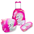  KIT ESCOLAR MOCHILA DE RODINHA, LANCHEIRA E ESTOJO - UNICORNIO