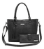 Bolsa Feminina Couro Legitimo 2 Alças +carteira preta DM-05B 