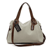 Bolsa grande couro legítimo off white com alça caramelo ref:DM-01