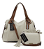 Kit bolsa grande off white com alça caramelo e mini off white couro legítimo ref:DM-01A