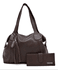 kit bolsa grande ombro couro e carteira chocolate ref:DM-14B