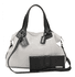 Kit bolsa grande +carteira couro legítimo off white com alças preta ref: DM-01B