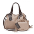 Kit bolsa grande e mini couro legítimo nude com alça marrom ref:DM-01A 