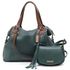 kit bolsa grande verde- militar com alcas croco caramelo e mini verde militar couro legitimo 