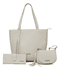 Kit bolsa grande couro legitimo+ mini+ carteira off white ref:DM-03C