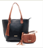 Kit bolsa grande couro preta com alça caramelo + mini croco caramelo ref:DM-03A