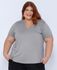 Blusa Podrinha Gola V CInza Viscose - Plus Size