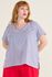 Blusa Social Botão Listra Azul - Plus Size