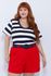 Short Botões Linho com Elastano Vermelho - Plus Size