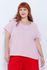 Blusa Social Botão Rosa Listrada - Plus Size