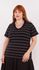 Blusa Malha Premium Preta Listra Fina - Plus Size