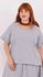 Blusa Social Algodão Listrada Azul - Plus Size