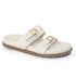 Sandália Papete Feminina com Fivelas Sola Baixa Sintético Off White