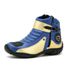 Bota Motociclista Cano Curto Couro Legítimo Azul e Dourado