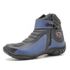 Bota Motociclista Cano Curto Couro Legítimo Preto e Azul