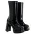 Bota Feminina Meia Pata Salto Grosso Stretch Verniz Preto 