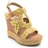 Sandália Feminina Anabela Napa Nude E Corda Amarelo Neon