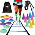 Kit De Treino Funcional Com Escada Azul de 7 Degraus 10 Cones 10 Chapéus Chineses Corda Bolsa 