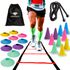 Kit De Treino Funcional Com Escada Vermelho de 7 Degraus 10 Cones 10 Chapéus Chineses Corda Bolsa 