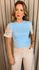 T-shirt Feminina Manga Bordada - Azul - Cod 535
