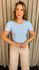 T-shirt Feminina Manguinha Bordada Delicada - Azul - Cod 512