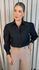 Camisa Feminina Manga Longa Bordada Flor - Cod: 299 - Preta