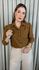 Camisa Feminina Bordada Flor - Cod: 323 - Marrom