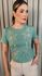 T-shirt Feminina Delicada Bordada - Verde - Cod 305