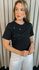 T-shirt Feminina Com Detalhe Flor - Preta - Cod 291