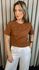 T-shirt Feminina Com Detalhe Flor - Marrom - Cod 291