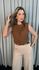 Blusa Feminina Clasica Em Poa Delicada - Marrom - Cod 292