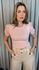 T-shirt Feminina Com Detalhe Na Manga Lese - Rosa - Cod 289