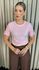 T-Shirt Feminina Manga Bordada Flores - Rosa- Cod 272