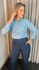 Camisa Feminina Bordada Manga Longa Arabesco - Cod: 255 - Azul