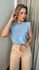 Blusa Feminina Sem Manga Bordada -Azul - Cod 262