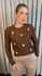 Blusa Feminina Em Tricô Com Aplicação De Flores - Cod 271 - Marrom