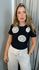 T-shirt Feminina Com Aplicação Em Crochê - Preto - Cod 260