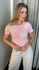 T-shirt Feminina Com Aplicação Em Crochê - Rosa - Cod 260