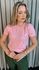 T-shirt Em Trico Bordada - Rosa - Cod 244
