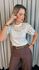 T-Shirt Feminina Bordada Flores Elegância e Delicadeza - Off White - Cod 237