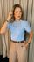 T-Shirt Feminina Bordada Flores Elegância e Delicadeza - Azul - Cod 237