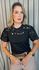 T-Shirt Feminina Bordada Flores Elegância e Delicadeza - Preto - Cod 237