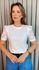 T-shirt Feminina Manga Bordada - Branca - Cod 553