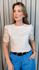 T-shirt Feminina Manga Bordada - Off White - Cod 553