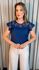 Blusa Feminina Bordada Delicada - Azul Marinho - Cod 538