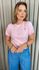 T-shirt Feminina Com Detalhe Florzinha - Rosa - Cod 537