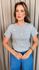 T-shirt Feminina Com Detalhe Florzinha - Cinza - Cod 537
