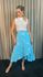 Saia Transpassada Feminina Bordada - Azul -Cod 177