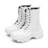 Bota Coturno Plataforma Alta Tratorada Cano Curto 6001 Branco