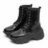 Bota Coturno Plataforma Alta Tratorada Cano Curto 6001 Preto Verniz